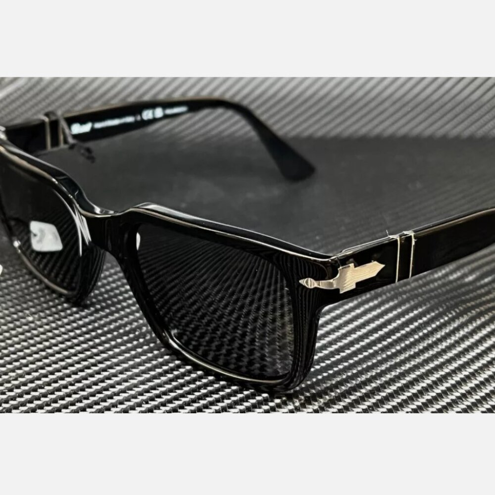 Persol Men's Black Dark Grey Polarized 55mm Sunglasses